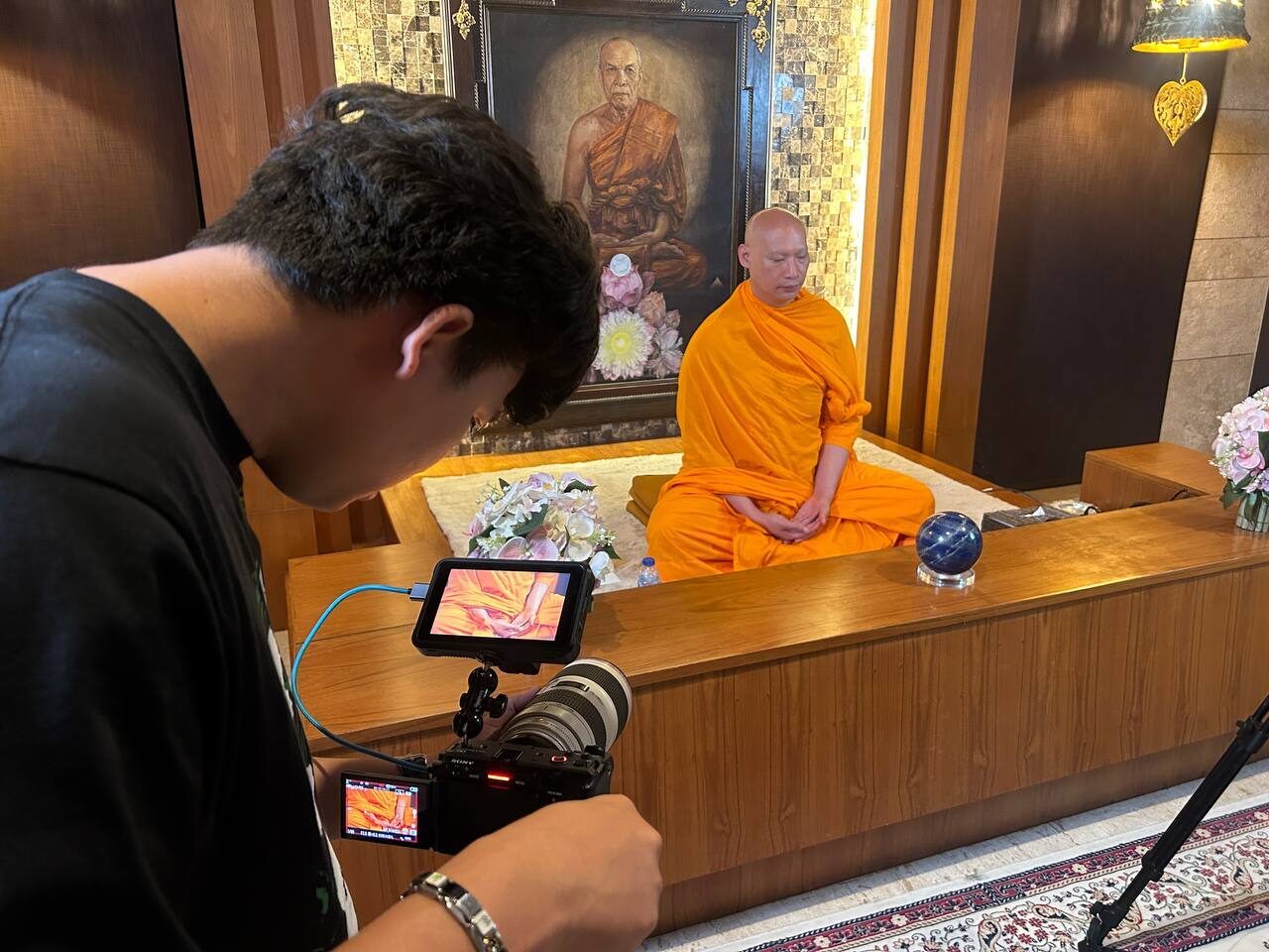 Filming a meditation on retreat